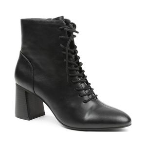 XOXO Kieran Bootie, Block Heel, Lace up with inside zipper, 8.5M